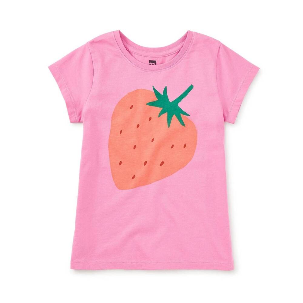 NEW TEA COLLECTION girl's fiesta fresa graphic tee in strawberry  print